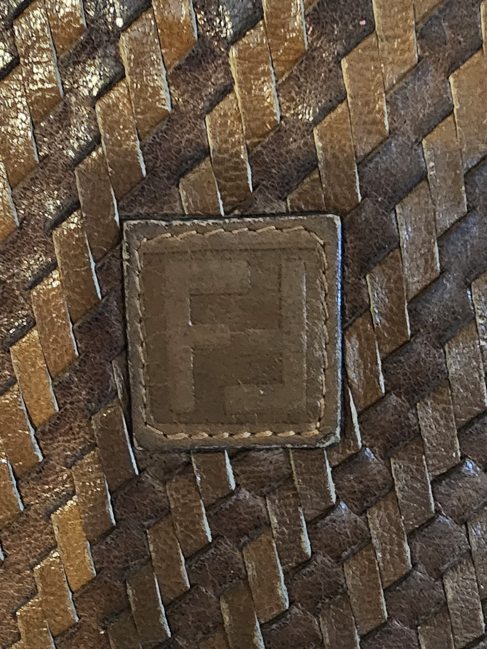 Fendi Brown Woven Leather Crossbody. Vintage Bag With COA - Picture 3 of 16